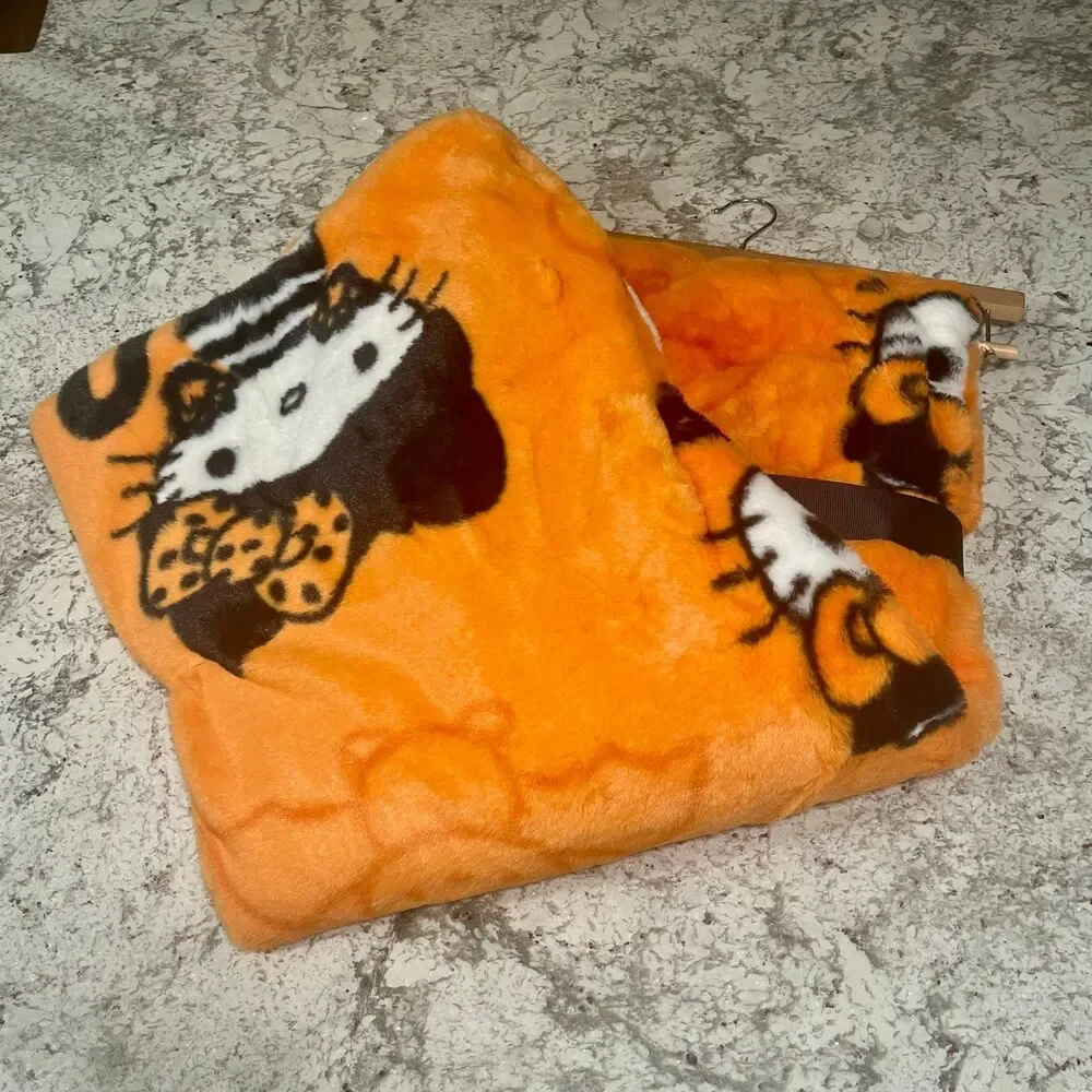 Hello Kitty Halloween Viral Faux Rabbit Fur Blanket Plush Throw